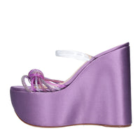 Mules Zeppa in raso plexi e strass 