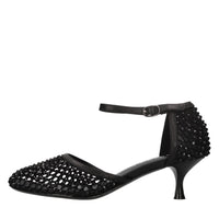 Décolleté Connie in pelle tessuto e strass 