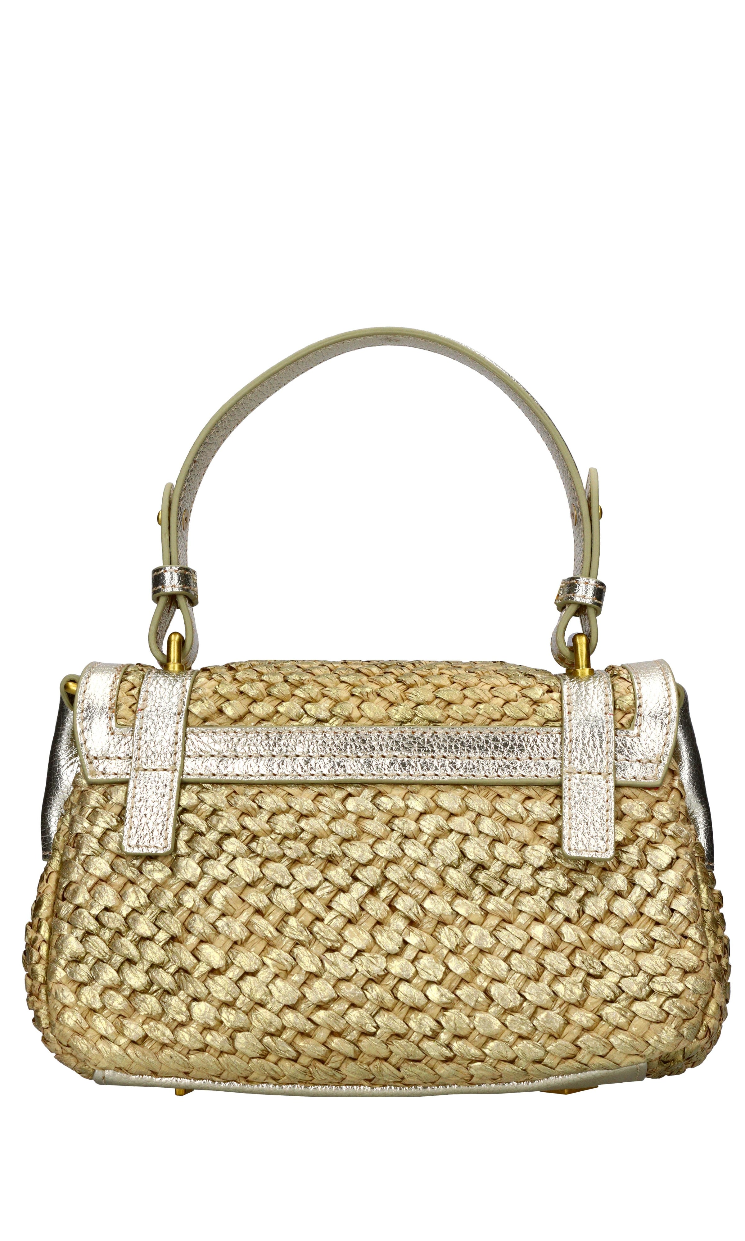 Borsa Atena in rafia e pelle 