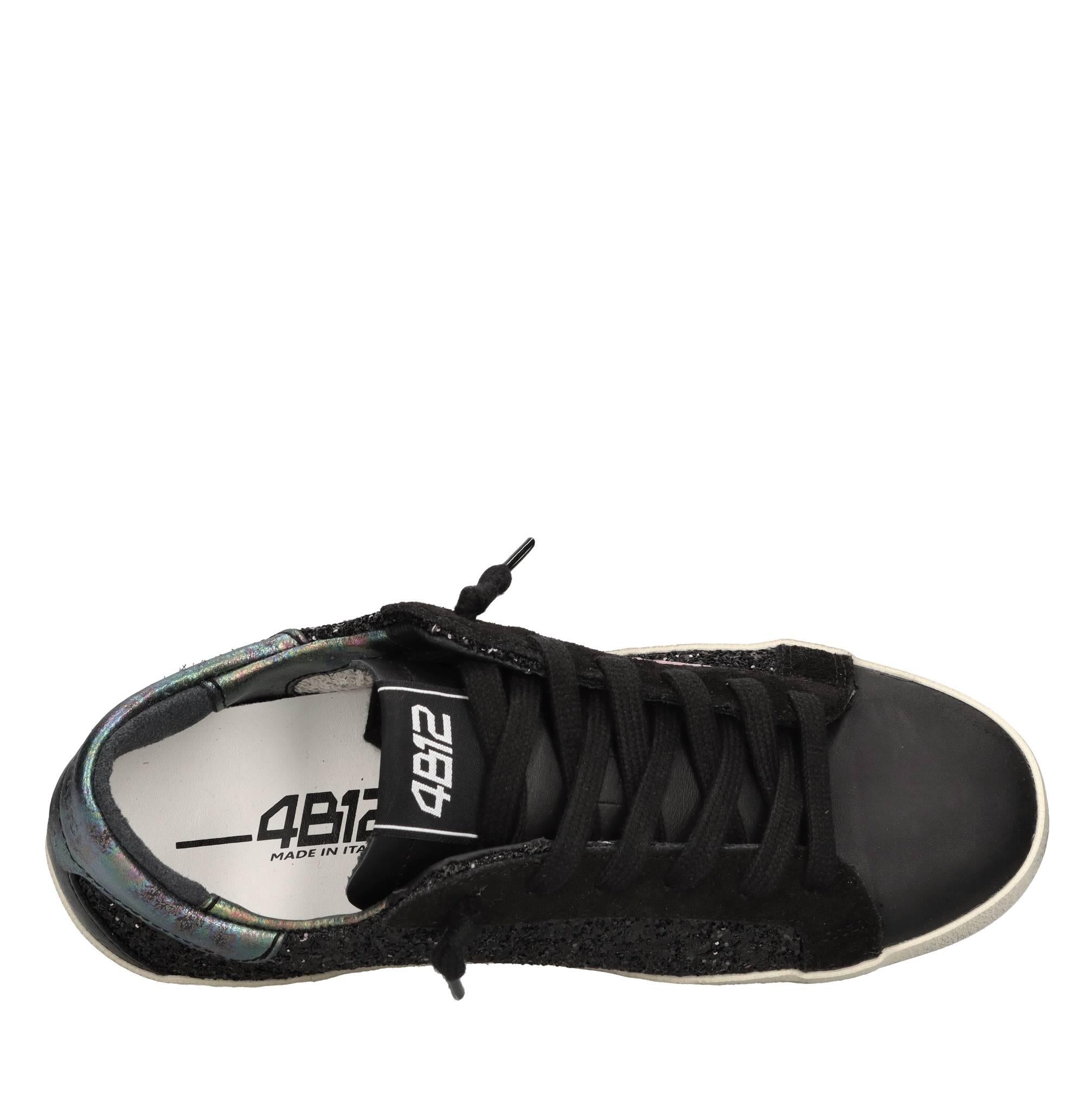 Sneakers in pelle e glitter 