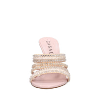 Mules Blade in pelle tessuto e strass 