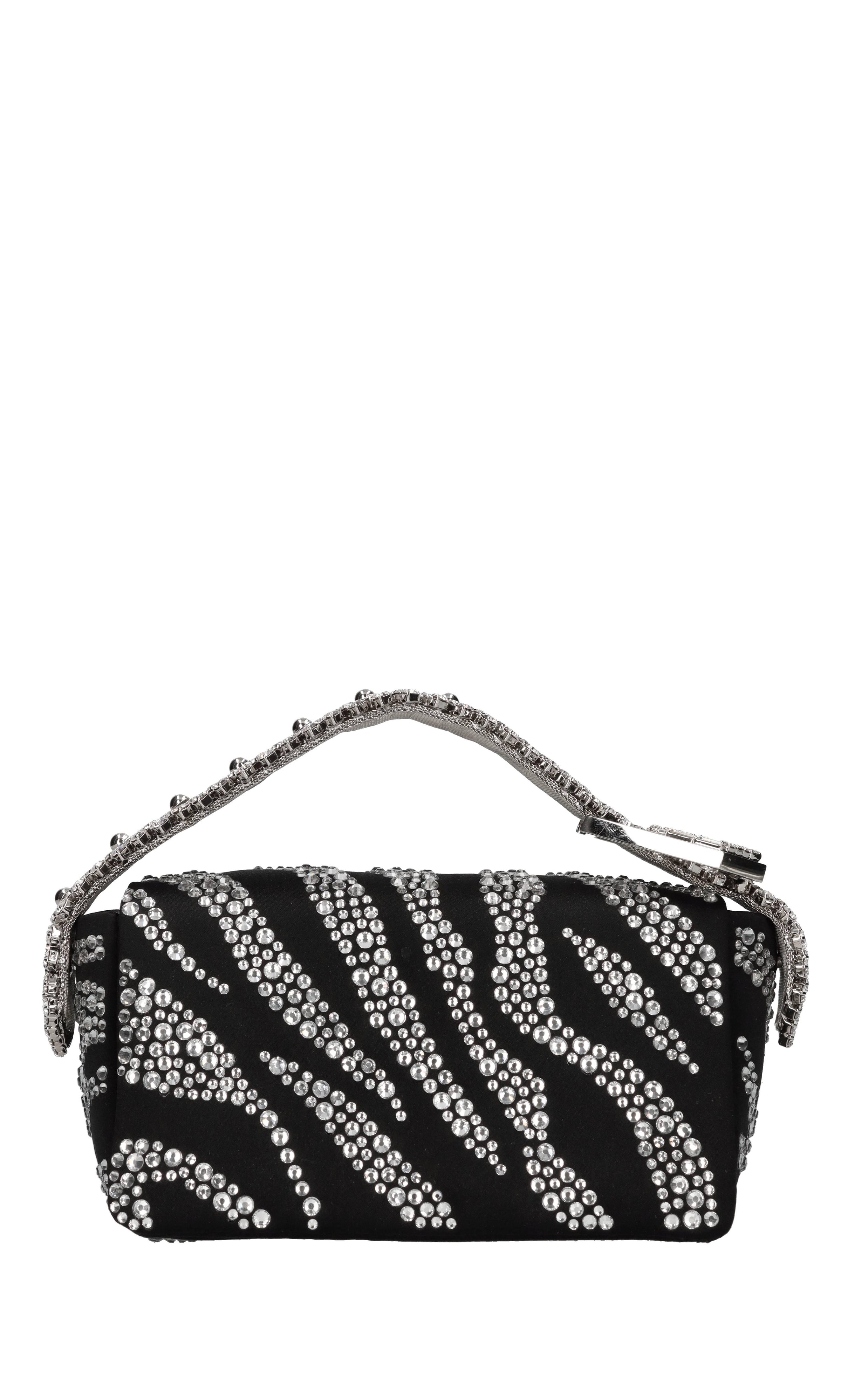 Borsa mini in raso e strass 