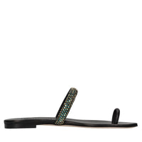 Sandali flat Olimpo in pelle e strass 