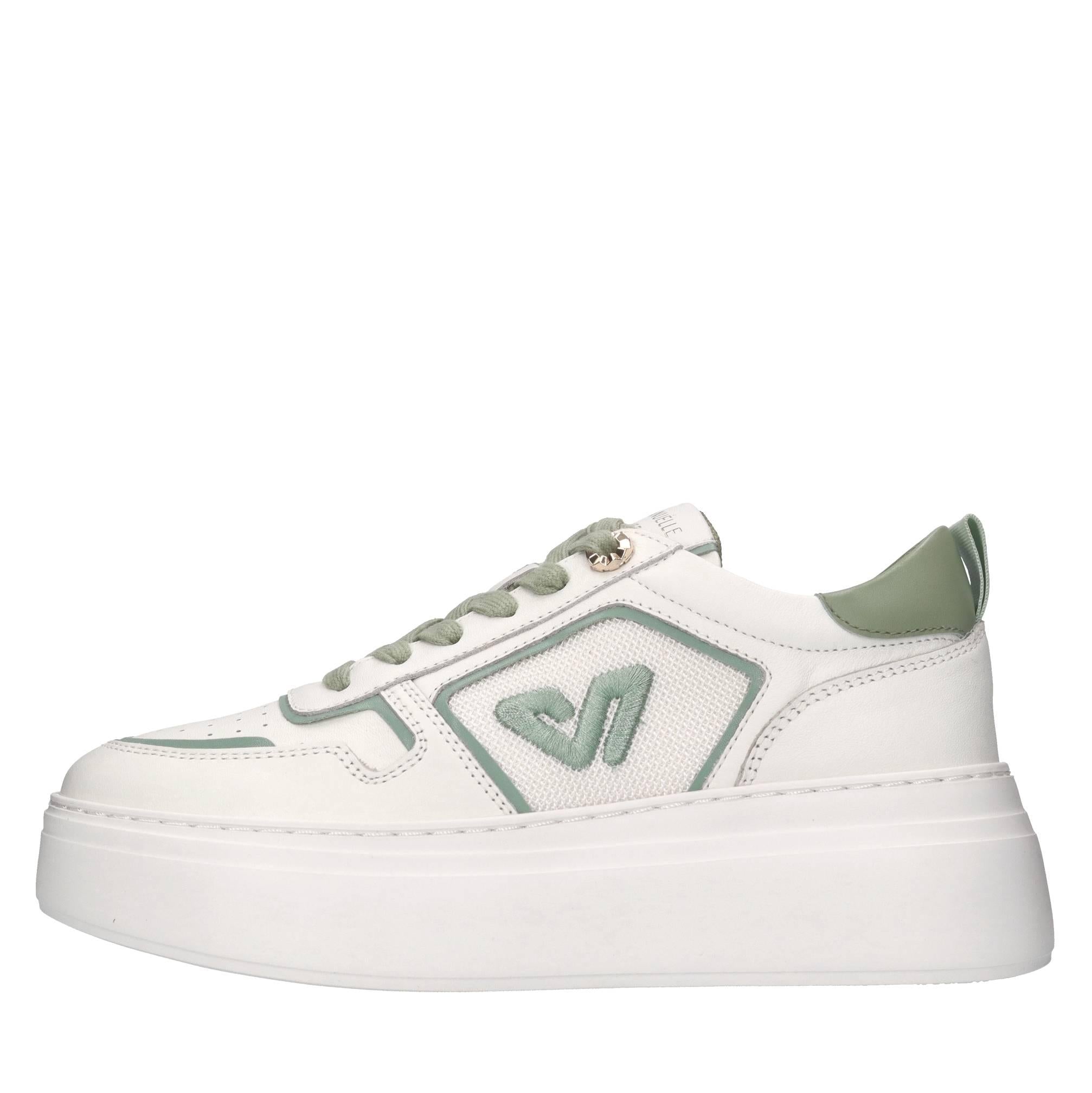 Sneakers in pelle e tessuto 