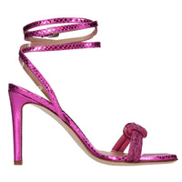 Sandali in pelle stampa pitone e strass 