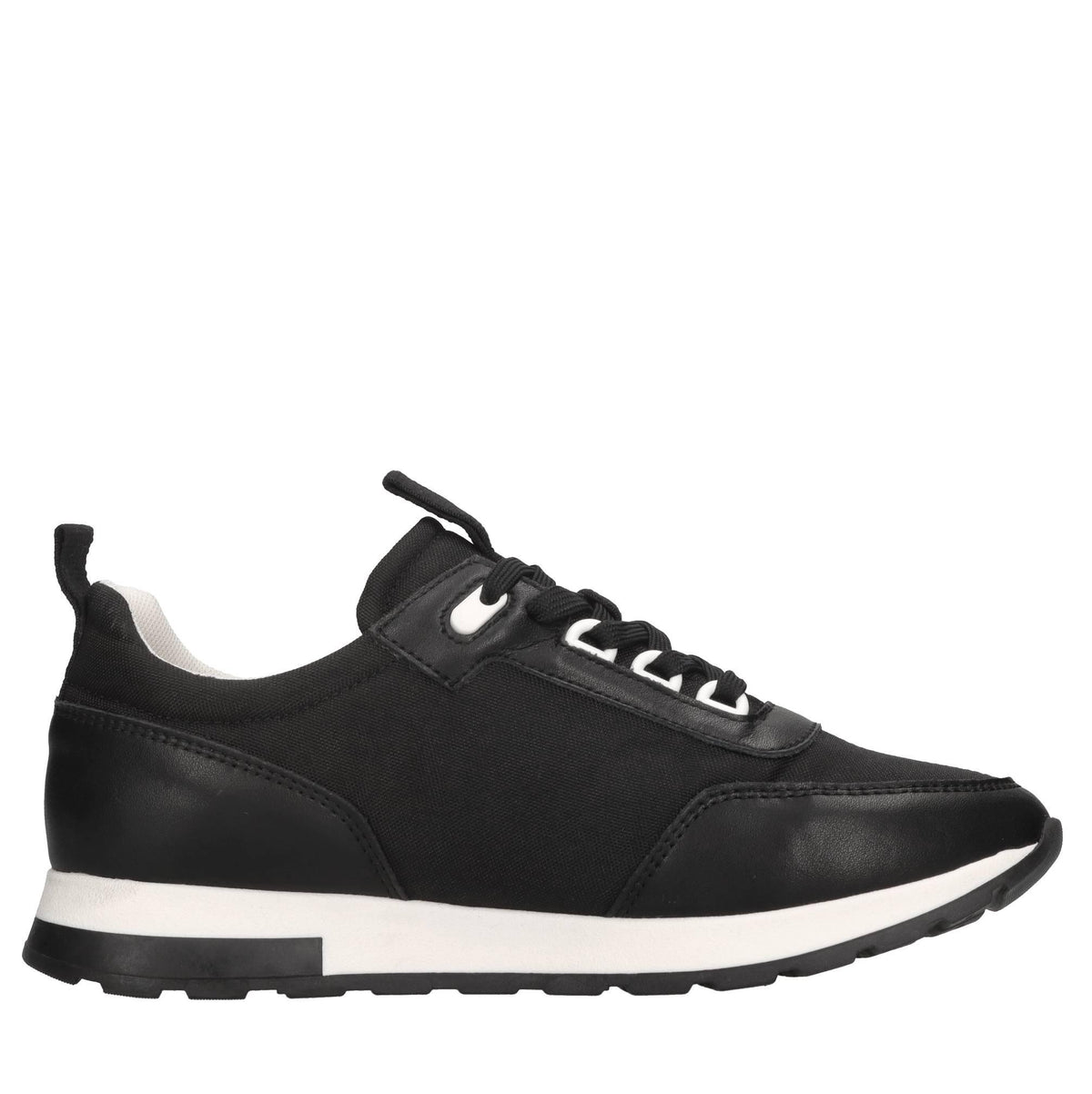 Sneakers in pelle e tessuto 