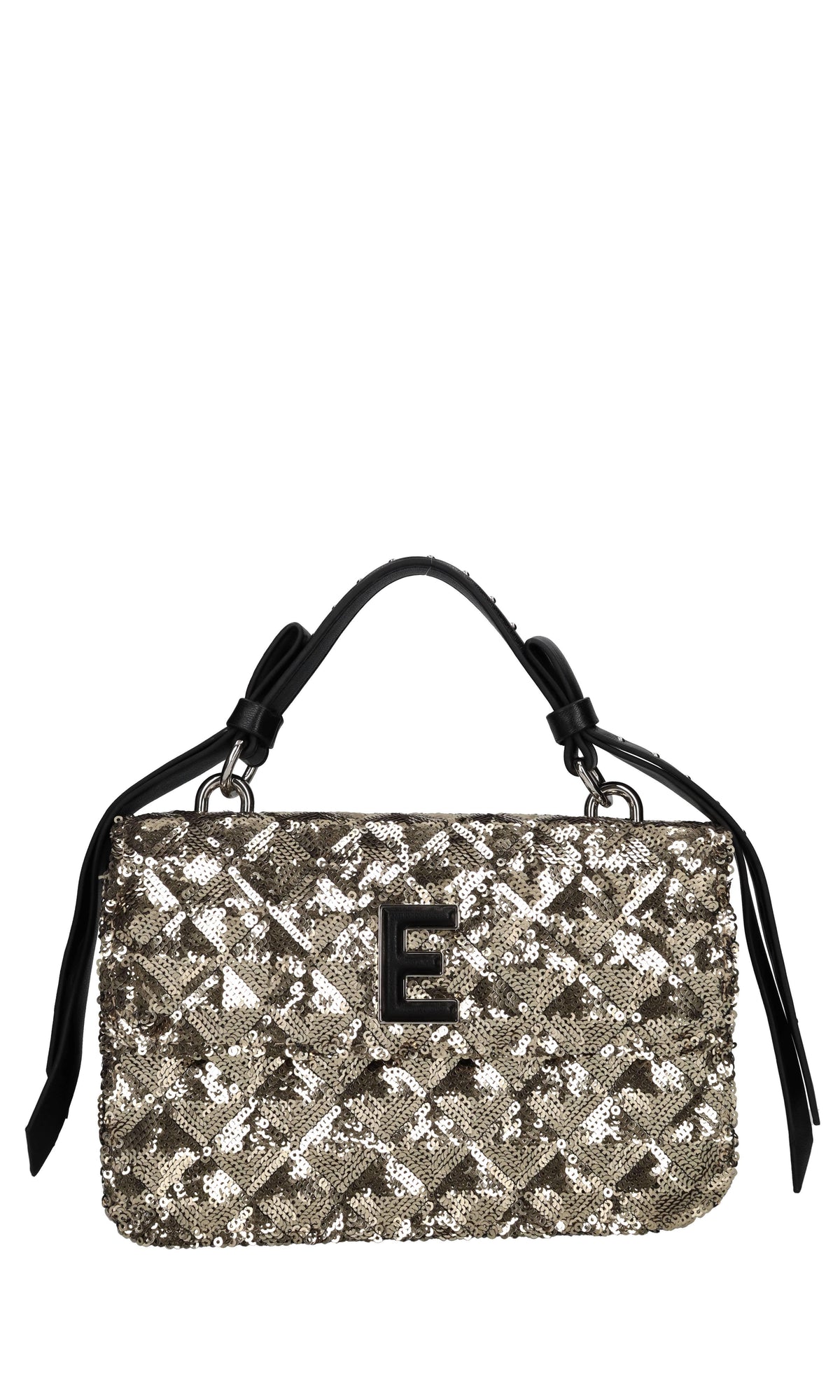 Borsa in ecopelle e paillettes 
