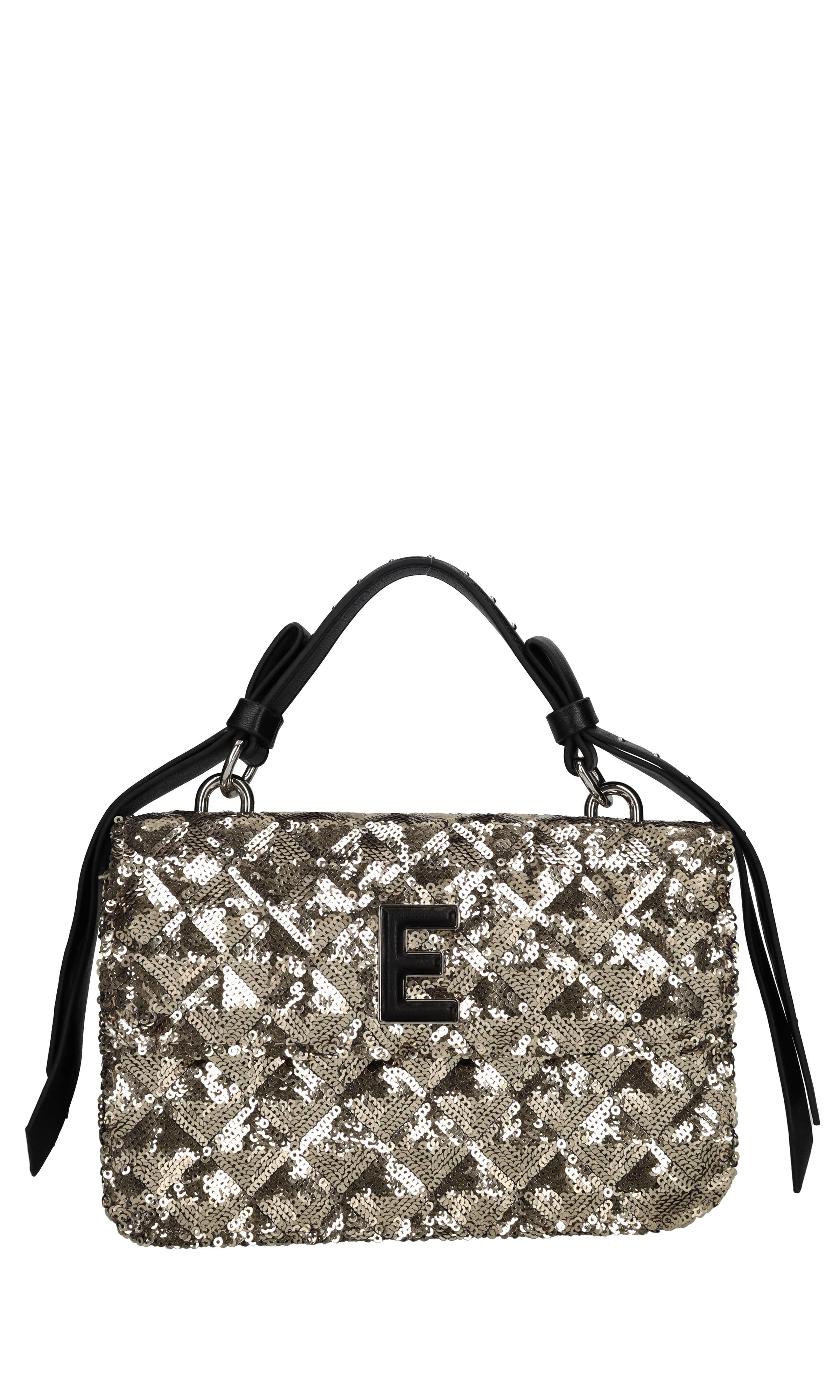 Borsa in ecopelle e paillettes 