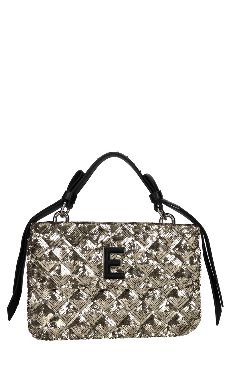 Borsa in ecopelle e paillettes 