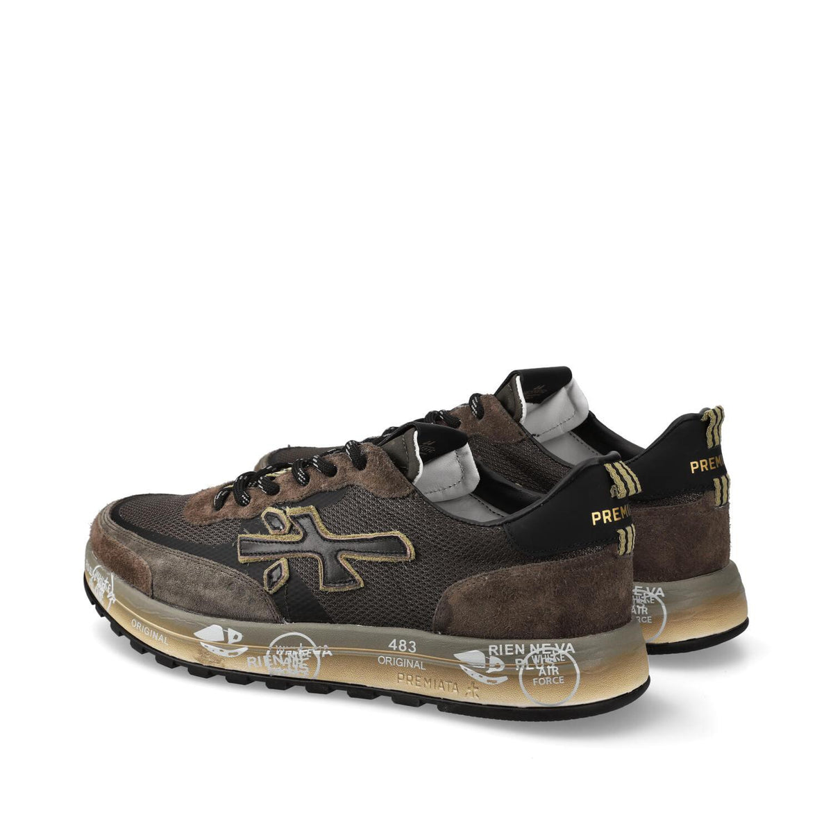 Sneakers in camoscio tessuto ed ecopelle 