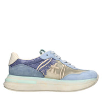 Sneakers in pelle scamosciata, tessuto e inserti in pelle 