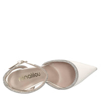 Décolleté slingback in pelle e microstrass 