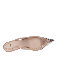 Décolleté Slingback in raso e strass 