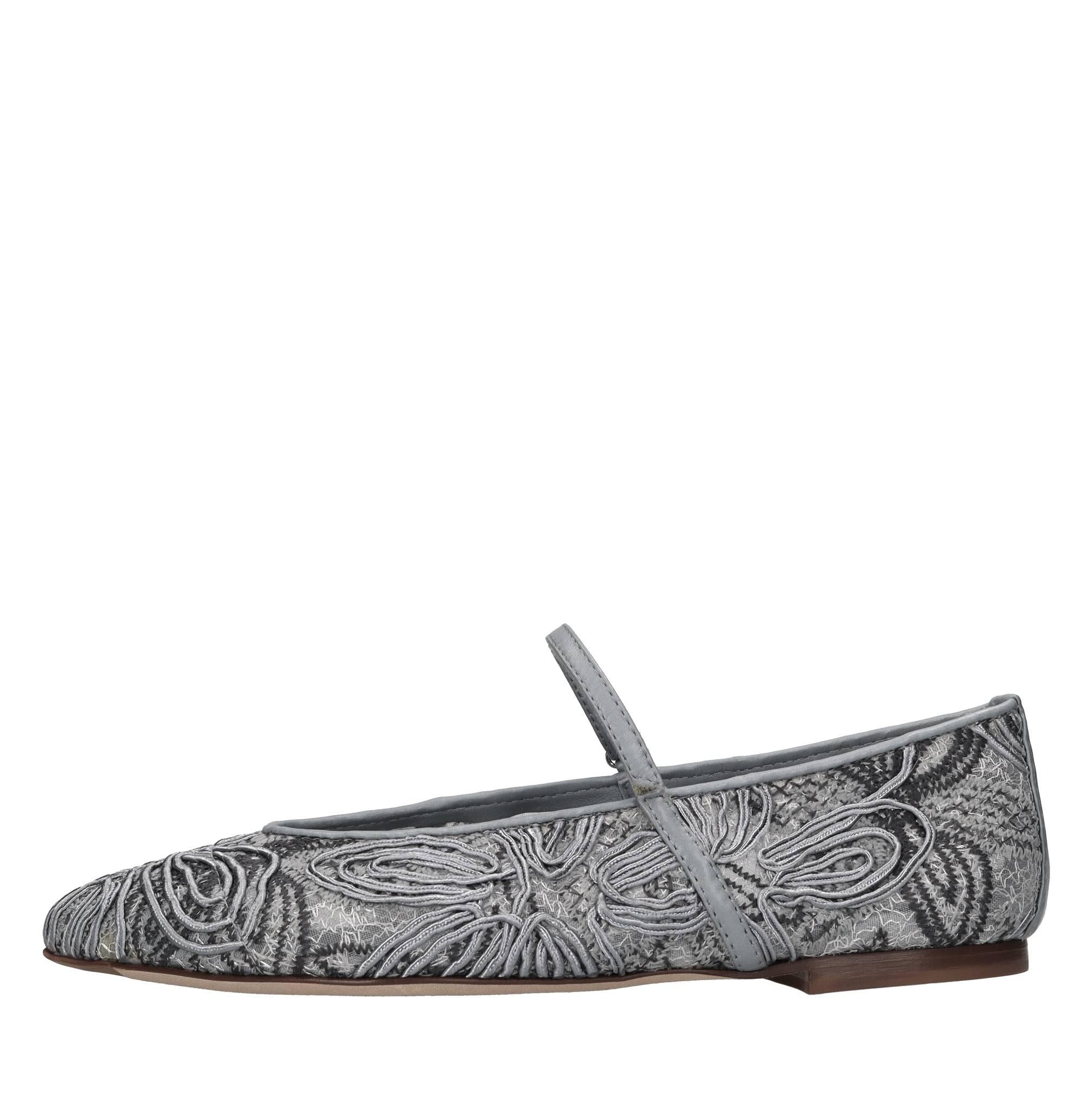Ballerine in pelle e tessuto 