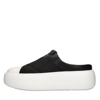Mules in ecopelle e tessuto elasticizzato 
