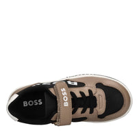Sneakers in pelle e tessuto 