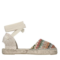 Flat espadrillas in rafia e tessuto 
