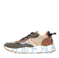 Sneakers in camoscio pelle e tessuto 
