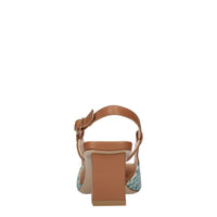 Décolleté slingback in rafia e pelle 