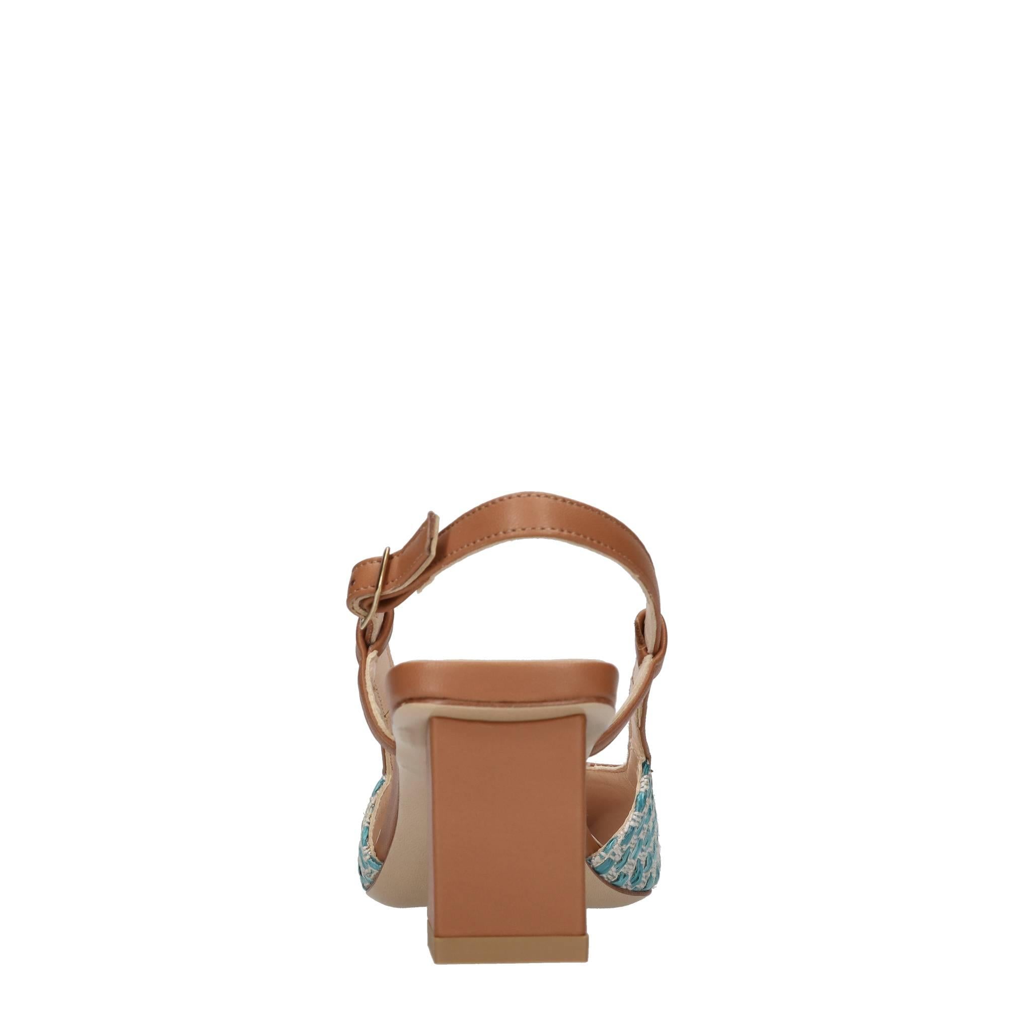 Décolleté slingback in rafia e pelle 