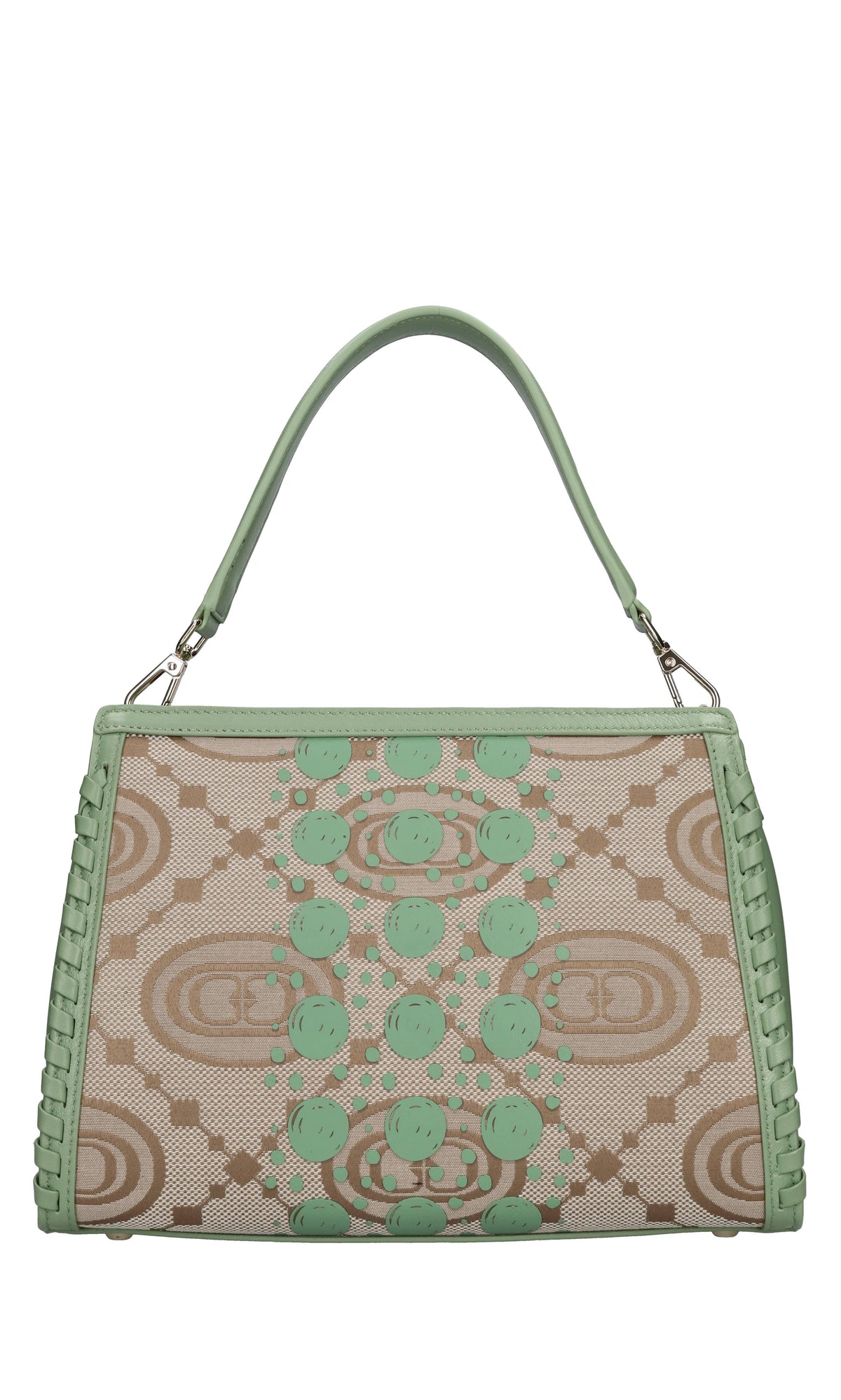 Borsa monogram in pelle e tessuto 