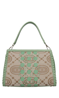 Borsa monogram in pelle e tessuto 