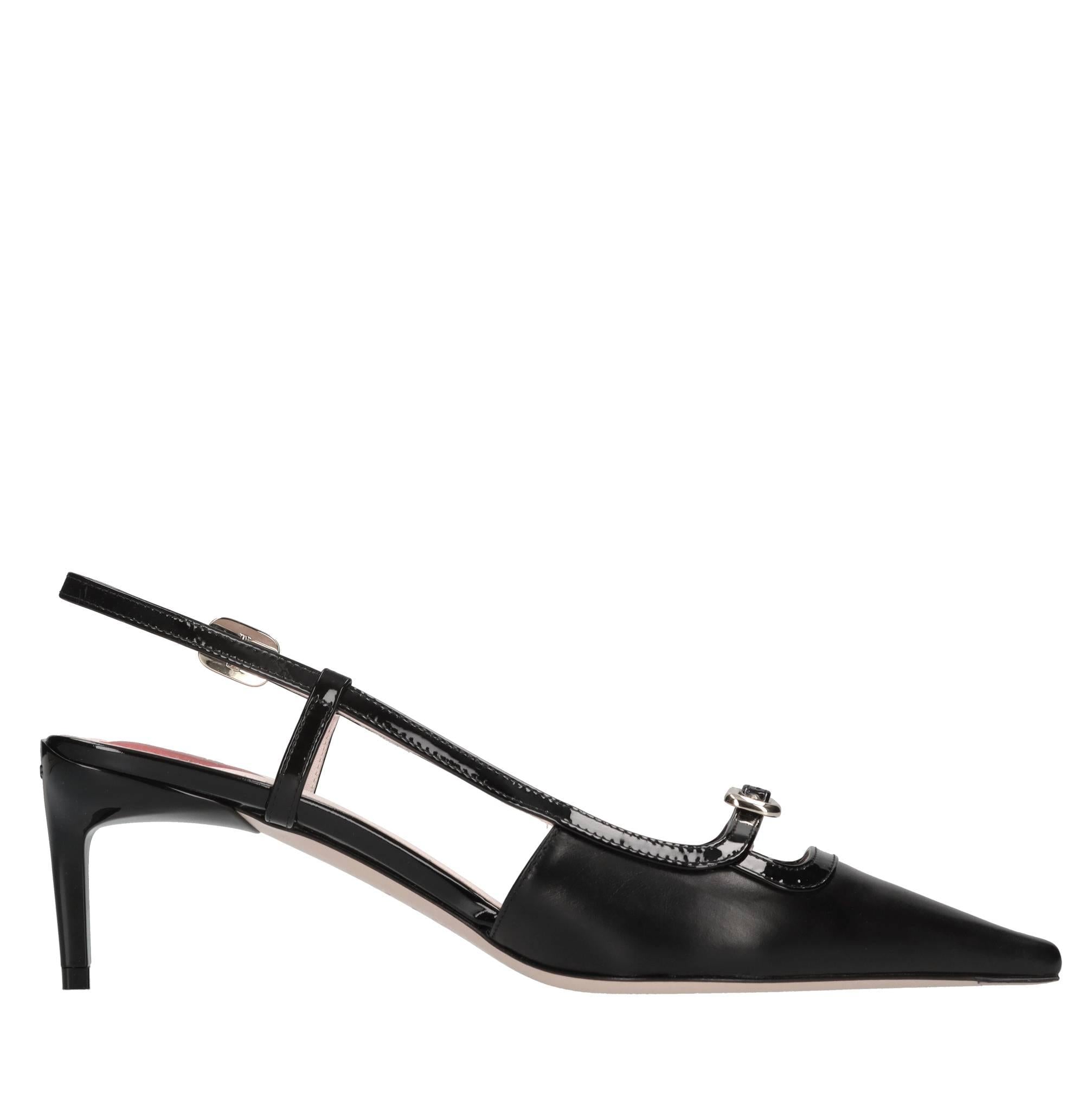 Décolleté slingback in pelle 