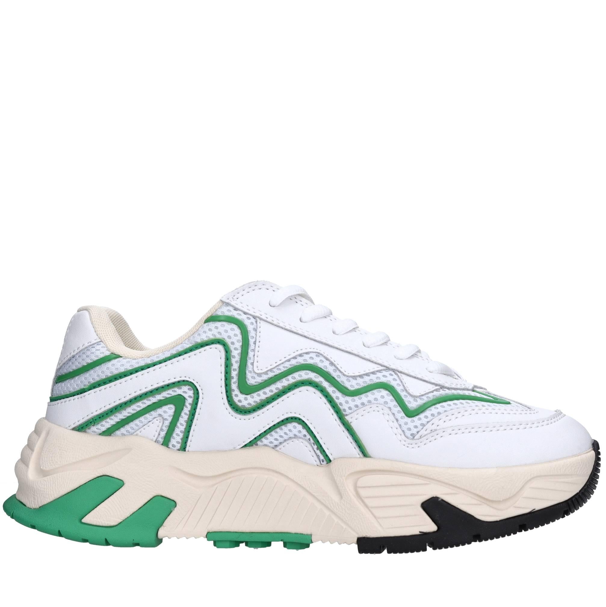 Sneakers in pelle ed tessuto 
