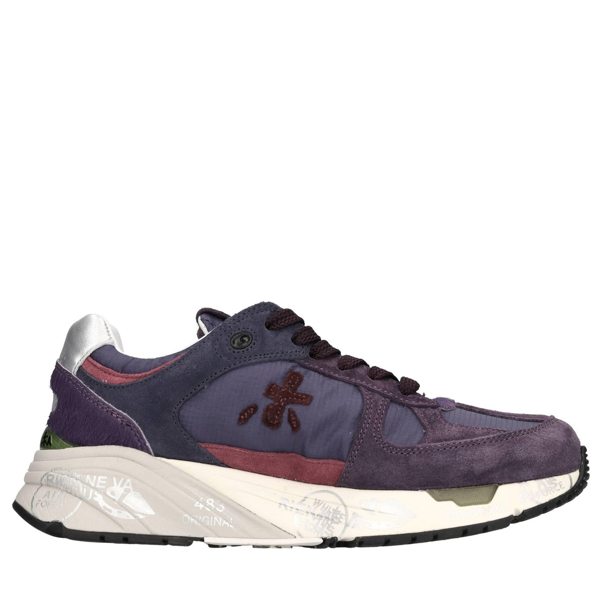 Sneakers in pelle e tessuto 
