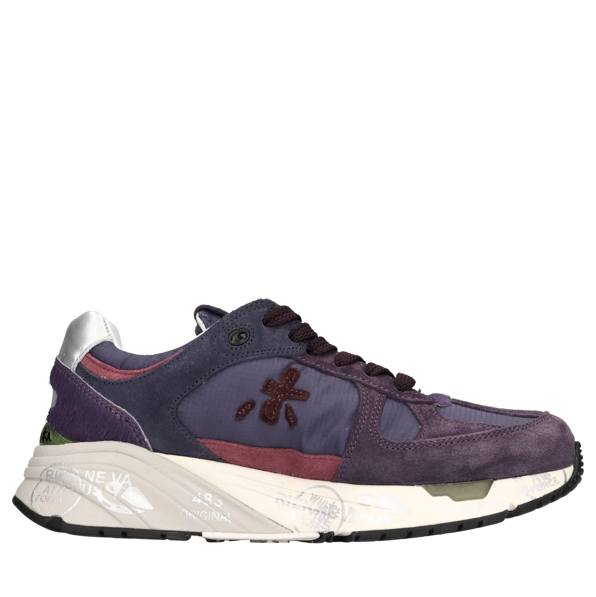 Sneakers in pelle e tessuto 