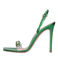 Sandali modello RIBBON CANDY in plexi e pelle 