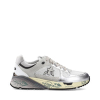 Sneakers in pelle e tessuto 