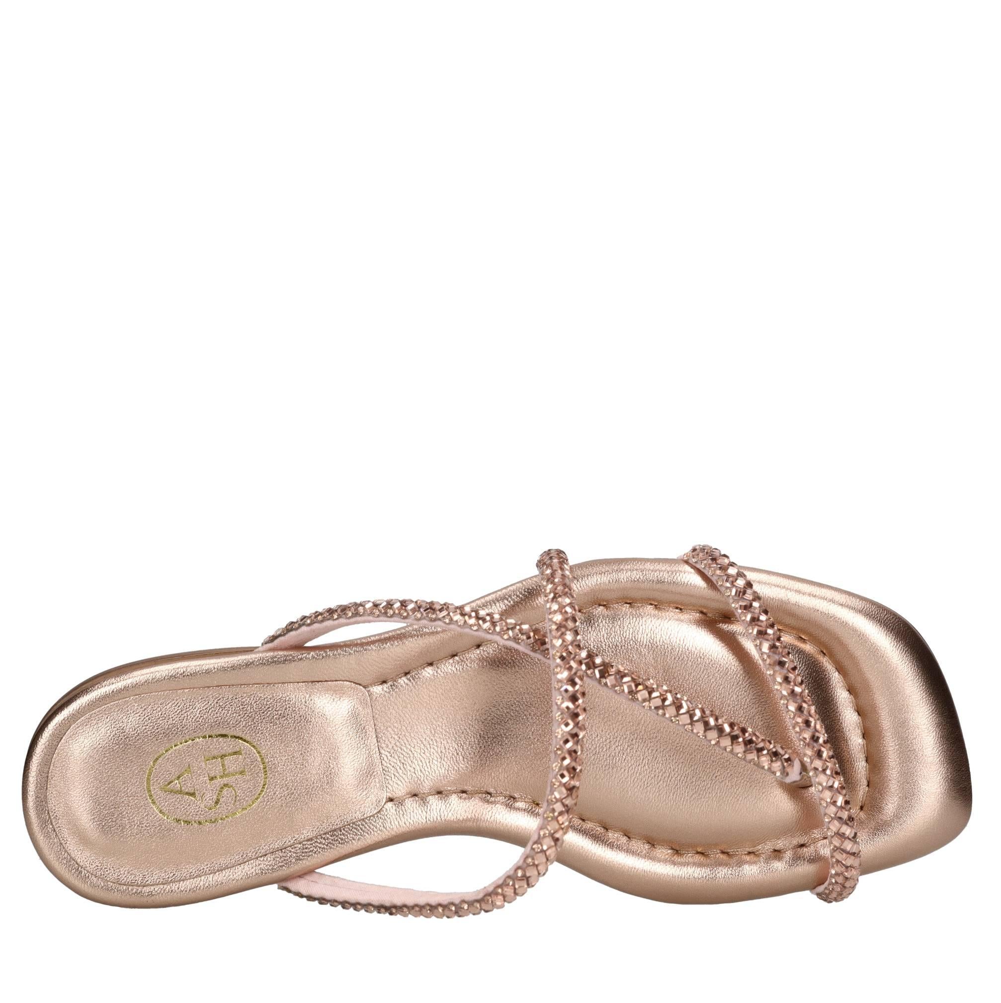 Mules in tessuto e strass 