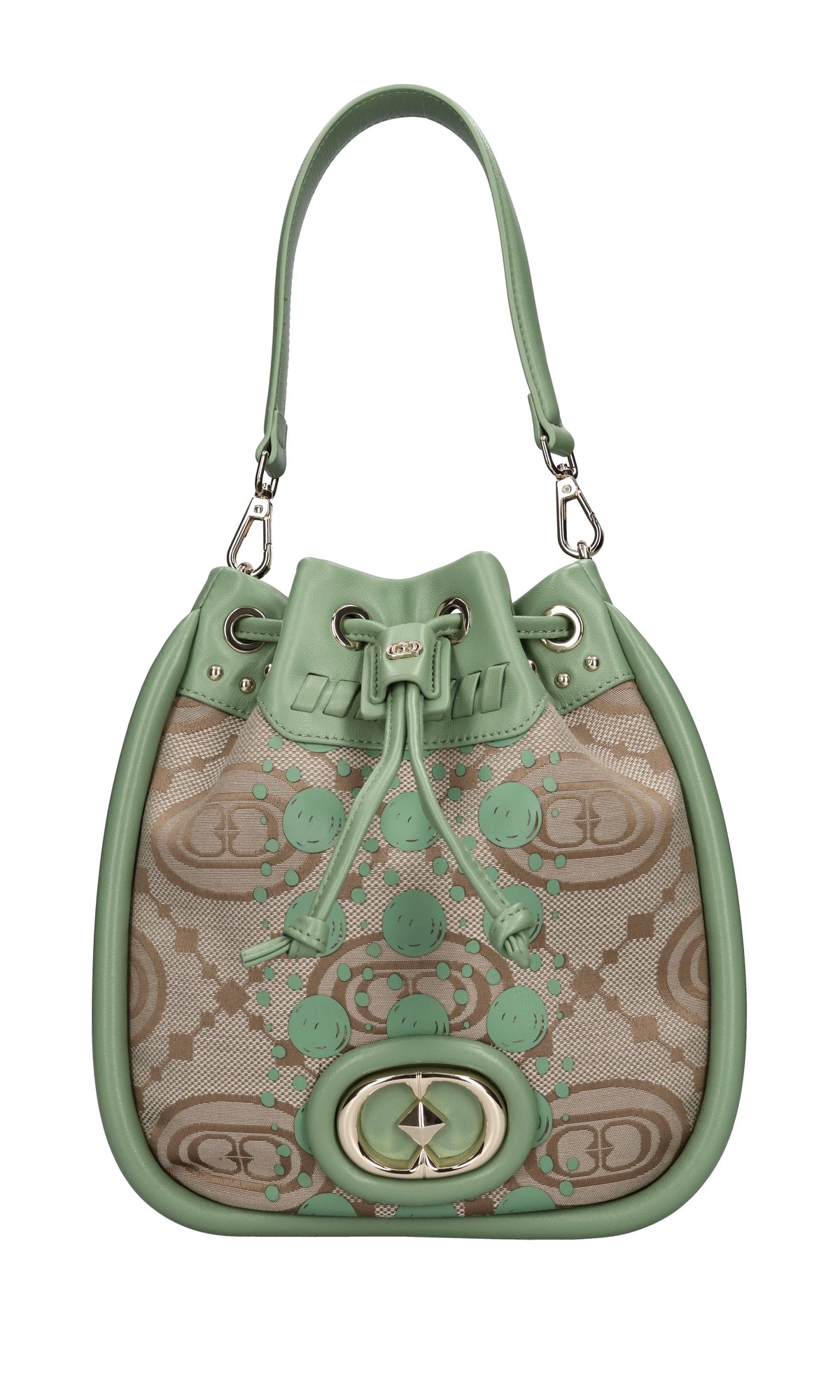 Borsa monogram in pelle e tessuto 