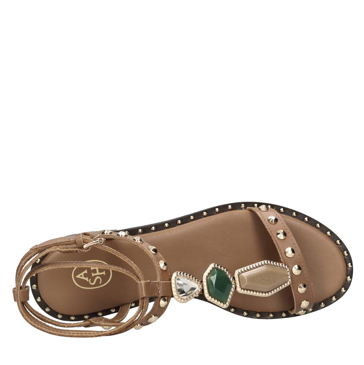 Sandali flat modello PENNY in pelle e borchie 
