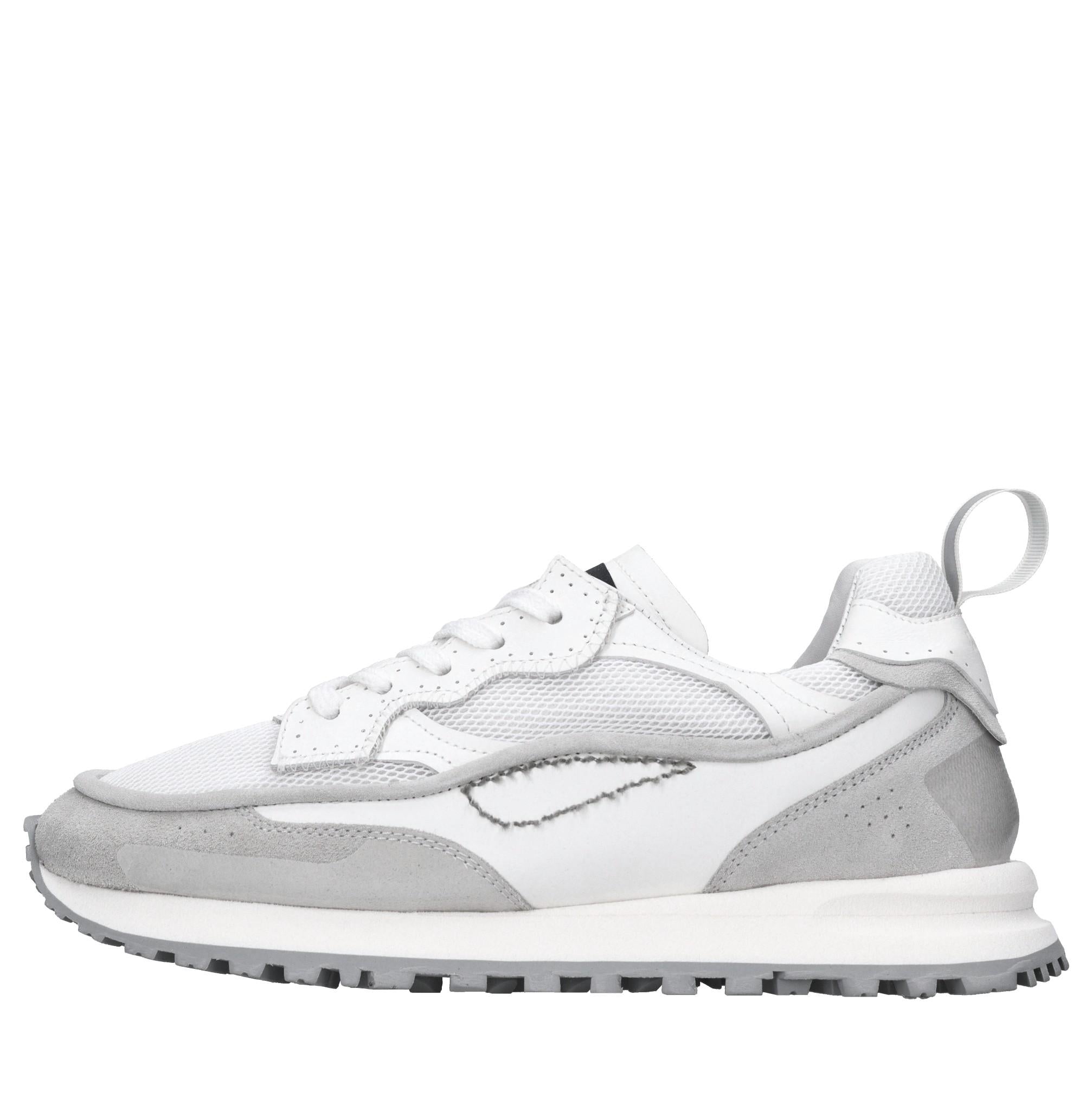 Sneakers in pelle e tessuto 