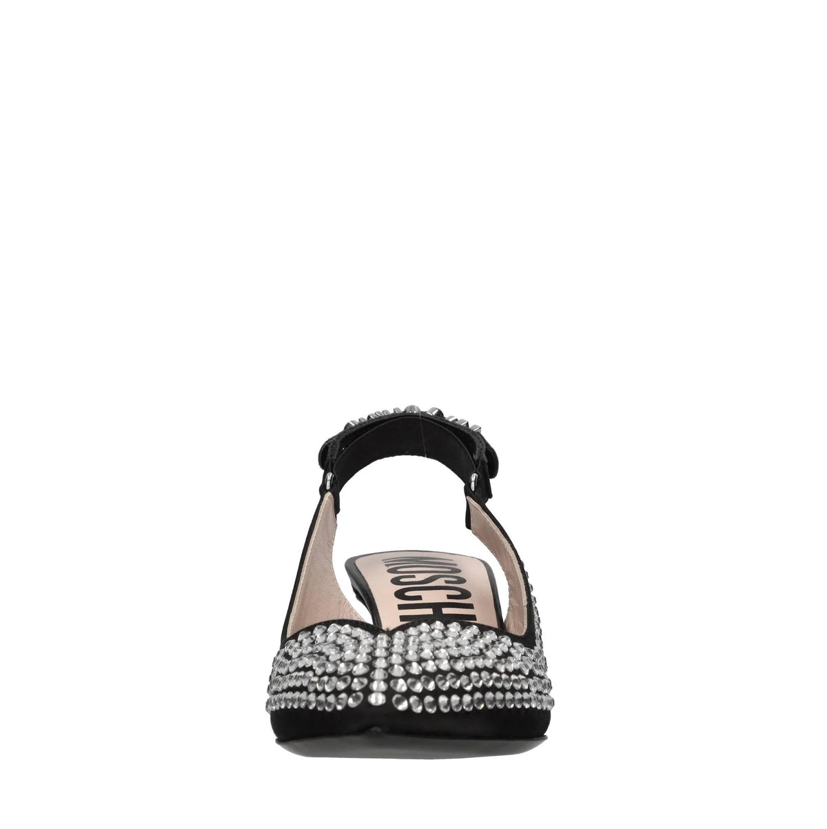 Décolleté slingback in tessuto e strass 