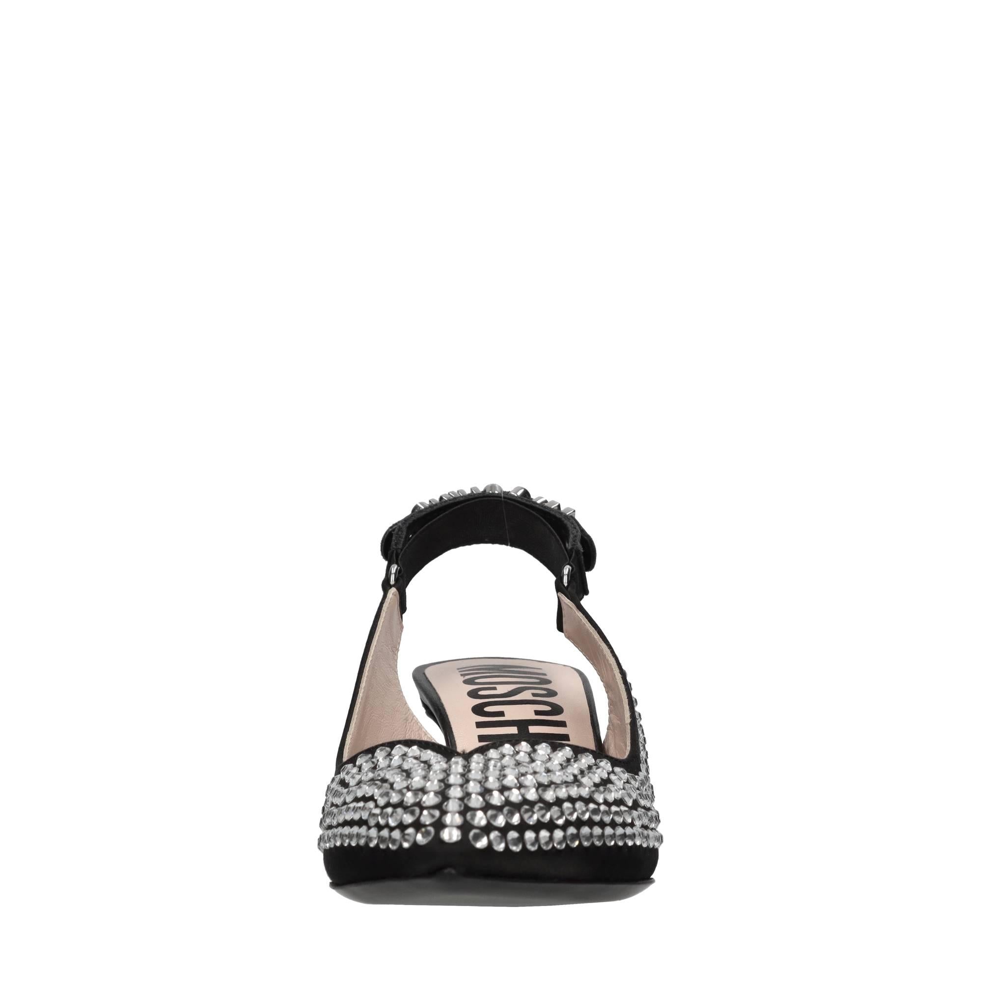 Décolleté slingback in tessuto e strass 
