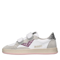 Sneakers in pelle camoscio e glitter 