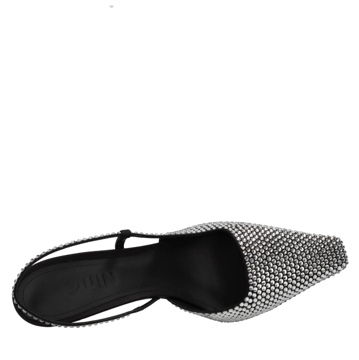 Décolleté slingback in raso e strass 