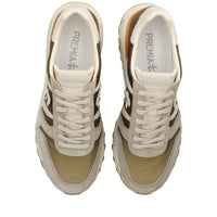 Sneakers in pelle scamosciata, tessuto e inserti in pelle 