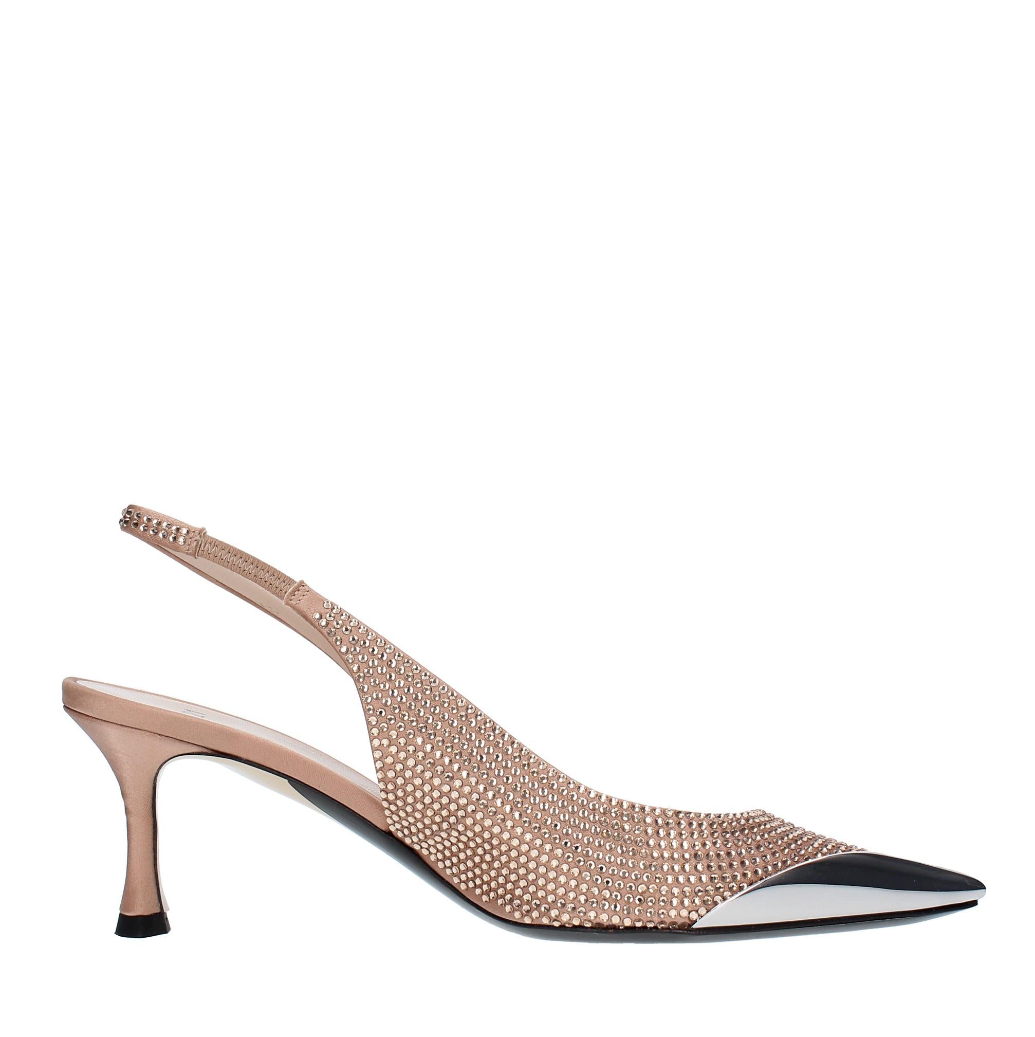 Décolleté Slingback in raso e strass 