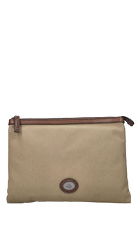 Clutch in tessuto e pelle 