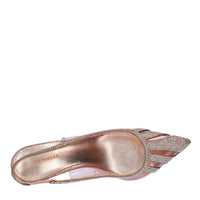 Décolleté Slingback in pelle strass e PVC 