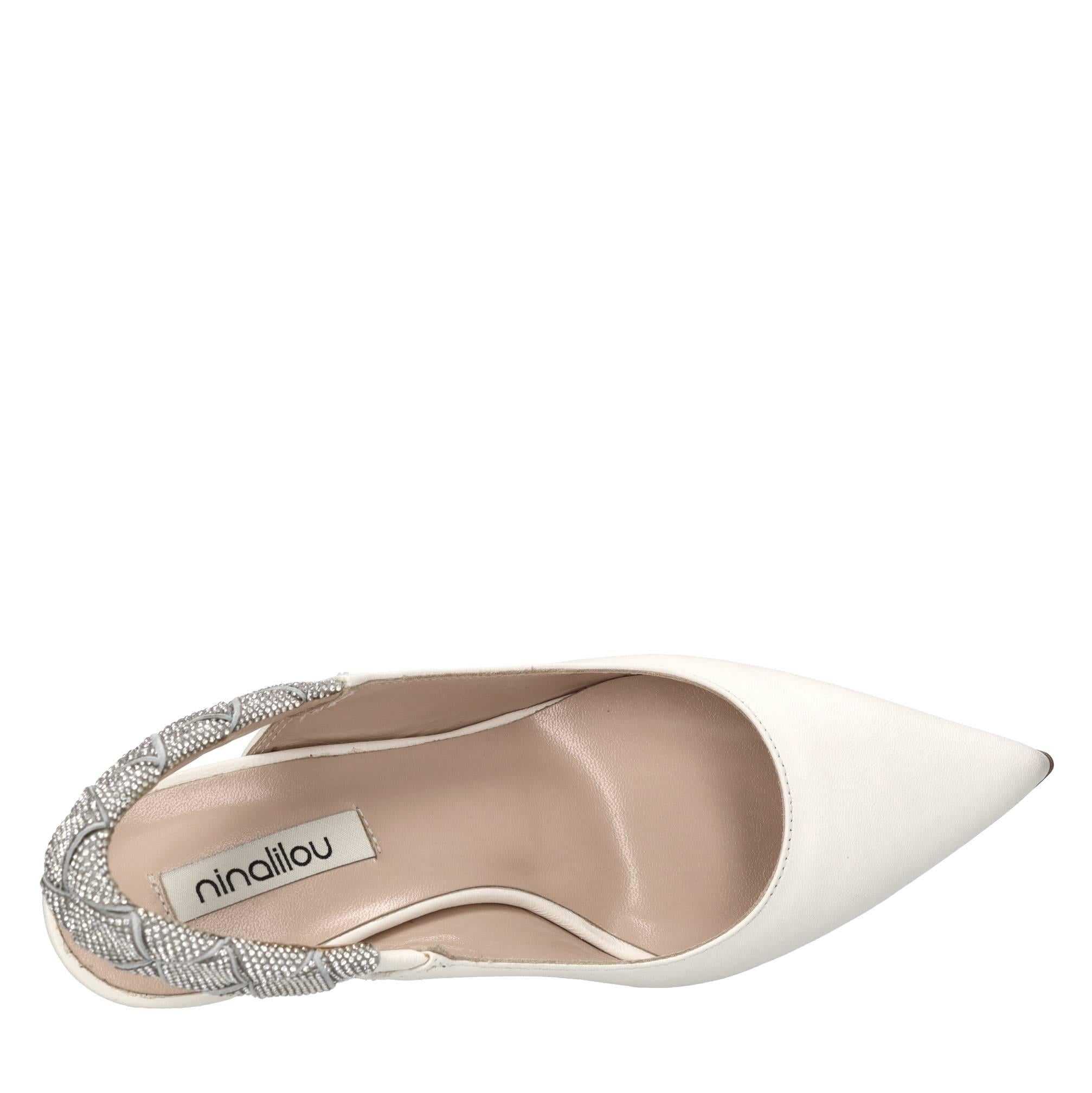 Décolleté slingback in pelle e microstrass 