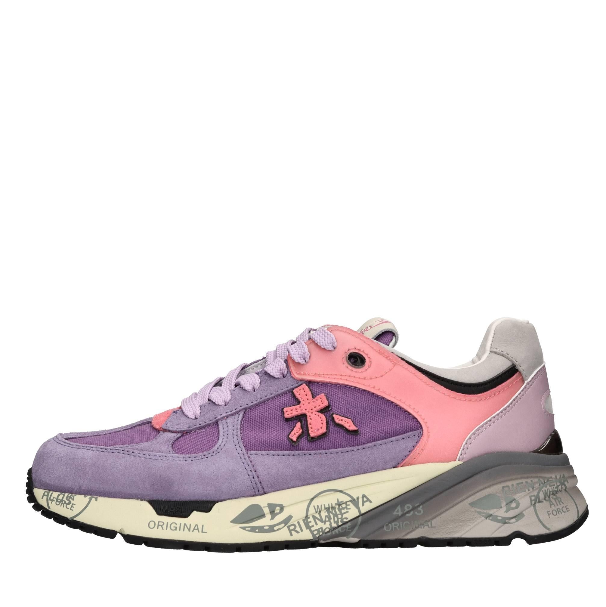 Sneakers in pelle e tessuto 