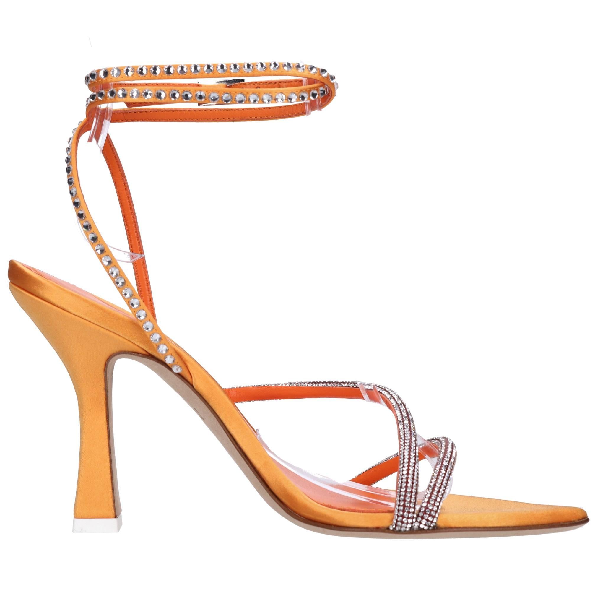 Sandali in tessuto con strass 