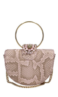 Borsa mini brigitte python in tessuto 