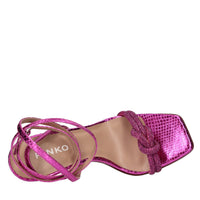 Sandali in pelle stampa pitone e strass 