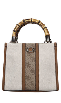 Borsa in ecopelle e tessuto 